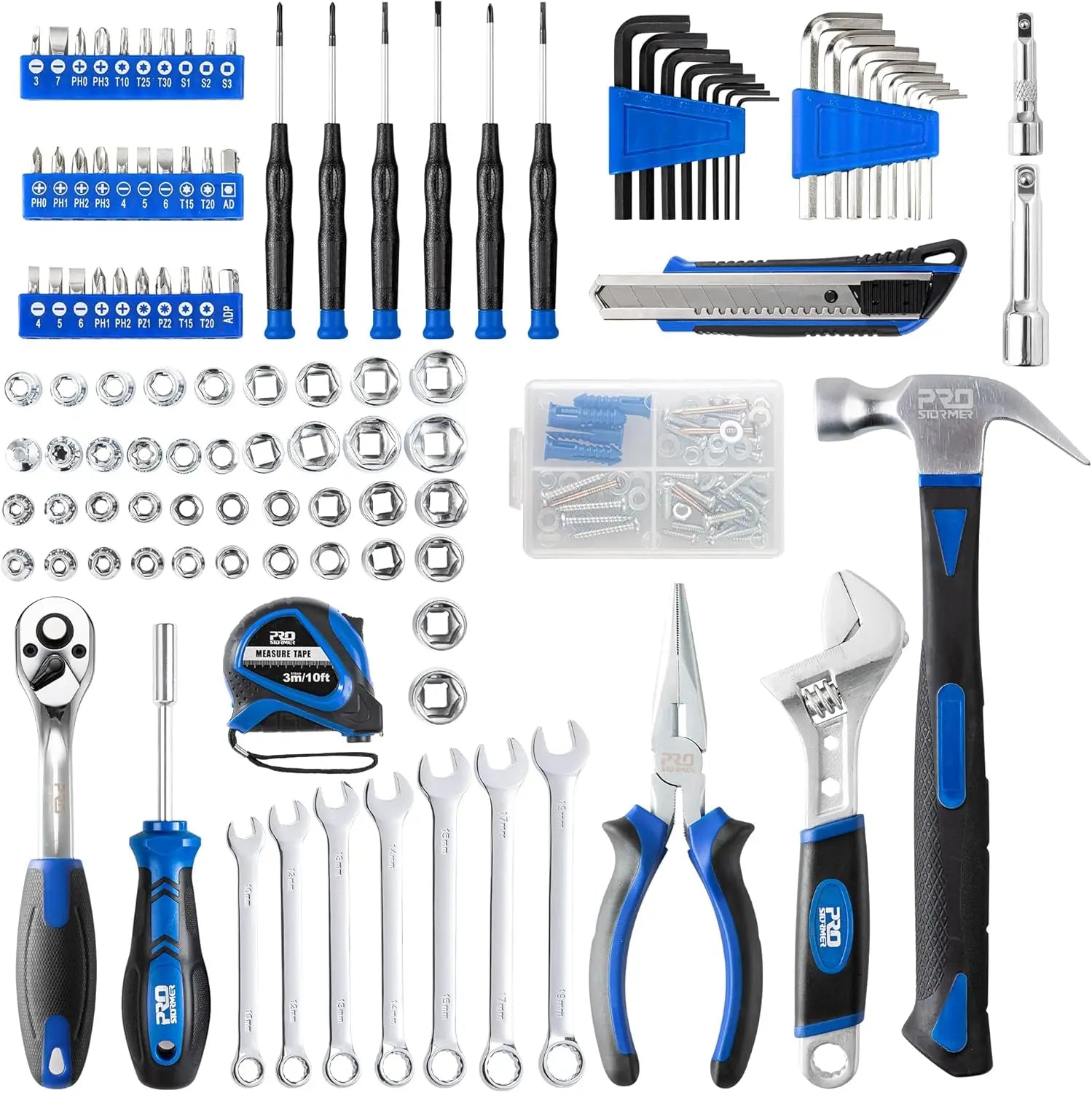 200-Piece Hand Tool Set for Home and Auto Repair, DIY Maintenance with Storage Case