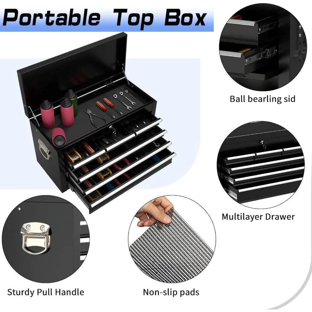 Customized.8 Drawer Rolling Tool Chest, High Capacity Tool Box with Lockable Wheels and Drawers, 2 in 1 Portable Toolbox Organiz