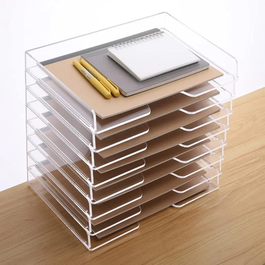 Stackable Paper Tray Acrylic File Organizer for Desk Clear Office Desk Organization Solution with 2 Tier Design Ideal for Offic
