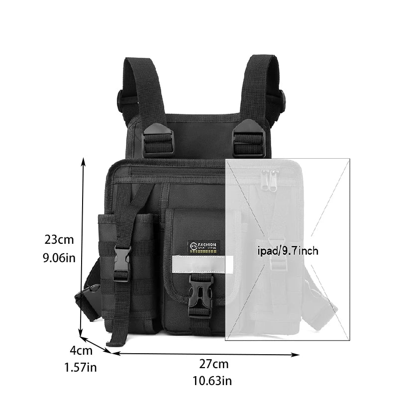 Reflective Design Chest Rig Bag Wear-resistant Tactical Vest Bag Multiple Pockets Students Chest Bag Hip-hop Streetwear Back2026