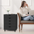 5-Drawer Mobile Storage Cabinet with Wheels, Black Office Dresser for Home Organization