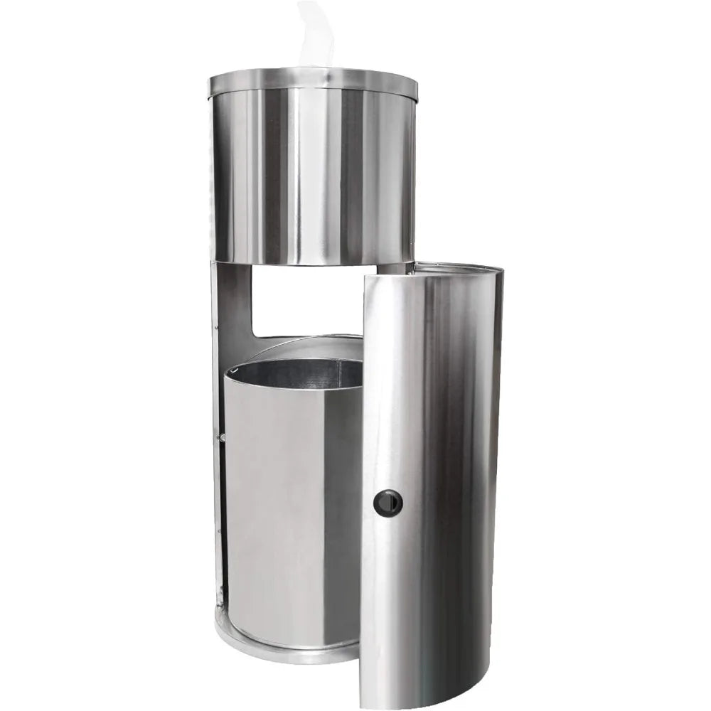 Stainless Steel Floor Stand Wipe Dispenser with Built-in Trash Can: Fits Sanitizing and Disinfecting Wipe Refill Rolls - Perfect
