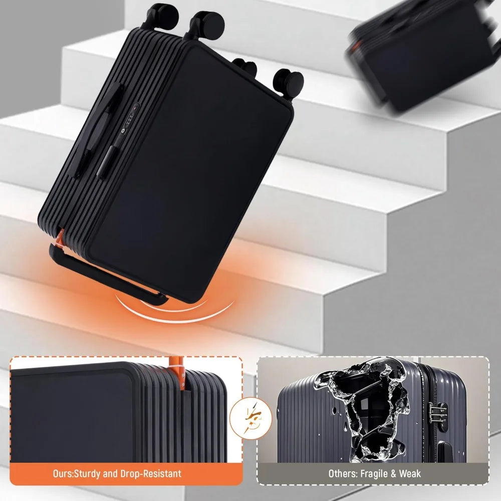 Frameless Hardshell Spinner Luggage with TSA Lock, 20 Wide Handle, PC Material, Zipper Closure for Travelers