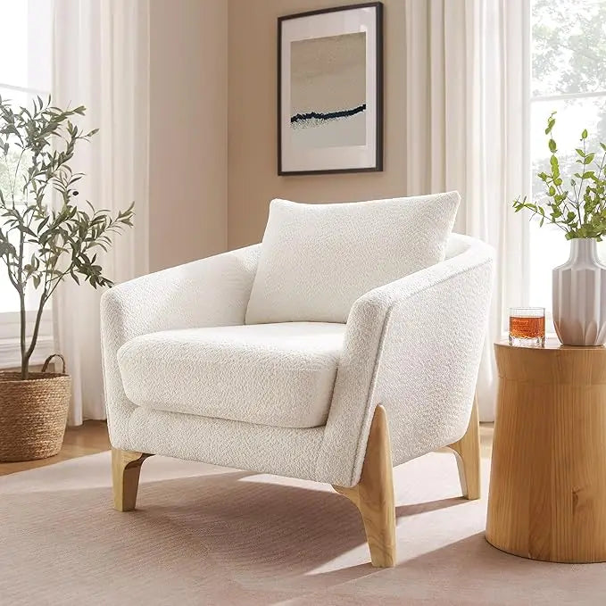 Accent Chair 31" Oversized Reading Chair Comfy Upholstered Boucle Lounge Armchair, Modern Living Room Chair with Back,Customized
