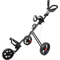 Hoveroid 3 Wheel Foldable Lightweight Golf Push Cart with Foot Brake Walking Golf Cart for Golf Clubs Push Cart with Black Fini