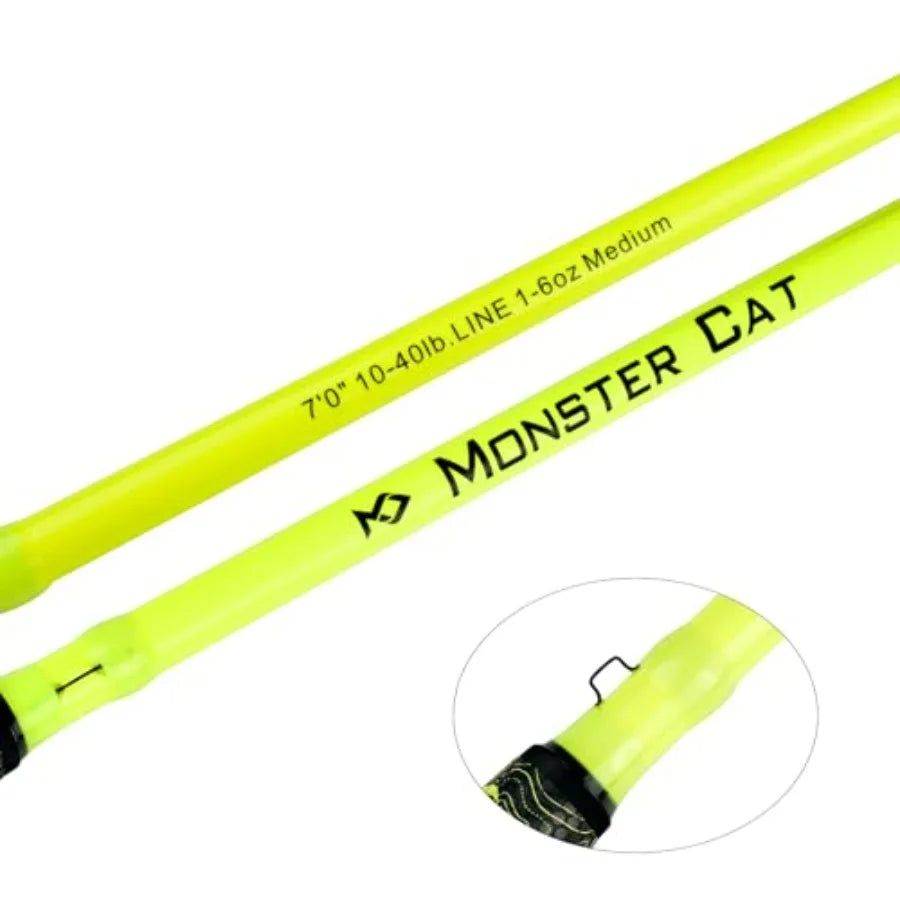 1 Piece 7' Glow with Black Light Monster Catfishing Casting Rod for Heavy Duty Fishing in Dark Waters Medium Power Rod with Enh