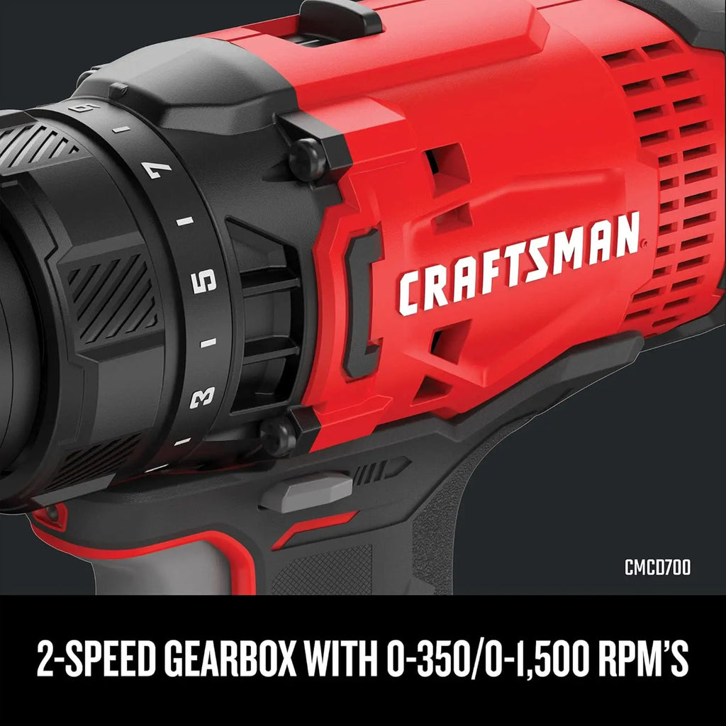 Professional 20V Cordless Drill and Impact Driver Set with 2 Batteries, Charger, LED Light, Bits & Bag