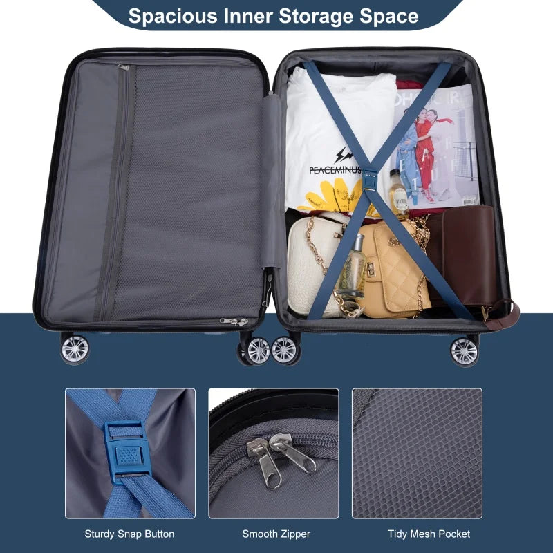 Luggage Sets 3 Piece Suitcases with Double Spinner Wheel,Suitcase Set ABS Hard Case Luggage with TSA Lock
