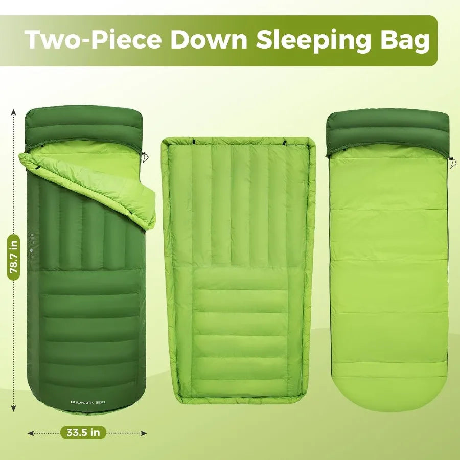 Ultralight 3Season Recycled Down Sleeping Bag for Adults with 650FP and 700FP Fill Power Compact Design with Compression Sack f