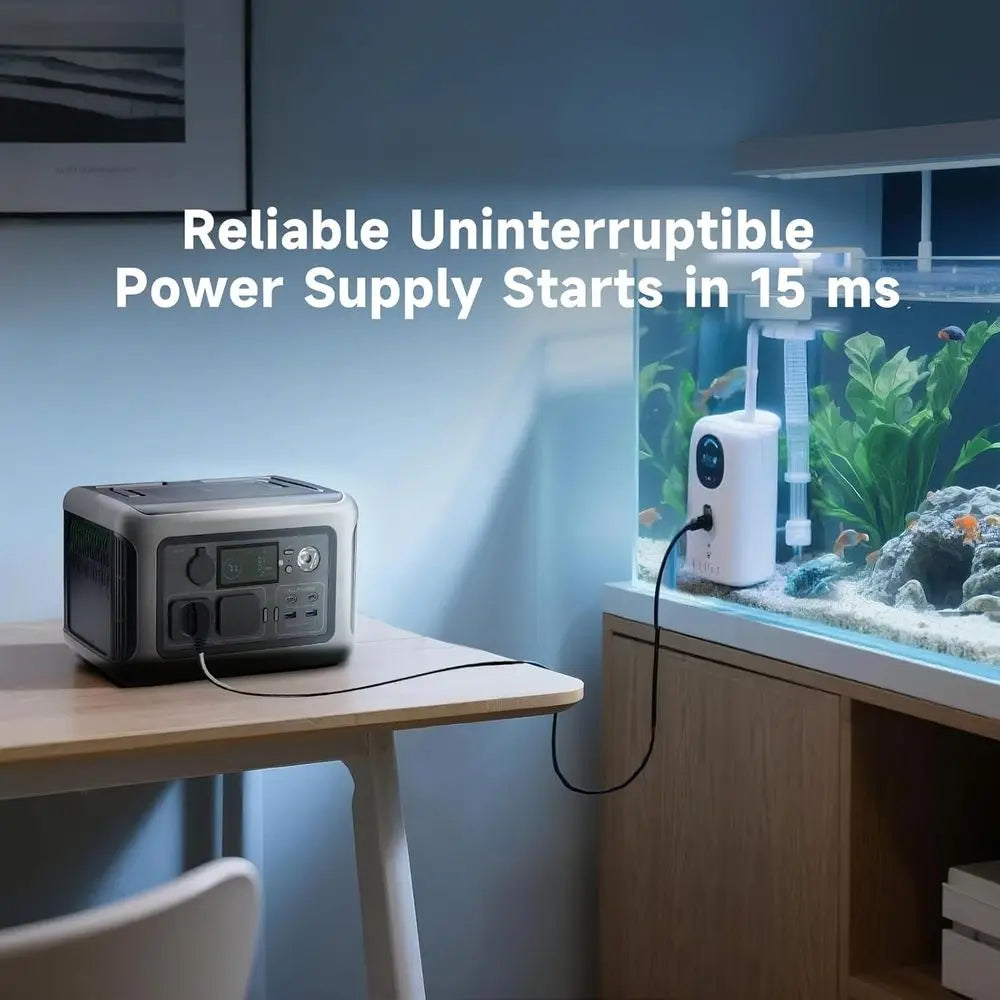 600w Portable Power Station, 299Wh LiFePO4 Battery Backup, R600(Peak 1200w) Solar Generator, 1 Hour Fast Charge Solar Power Bank