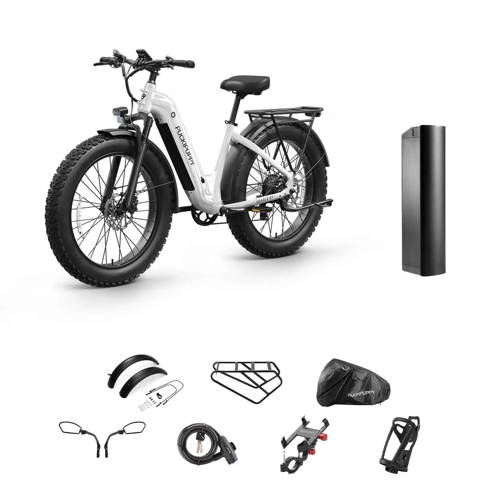 PUCKIPUPPY Beagle ST Electric Bike for Adults 26" Fat Tire Step-Through Electric Mountain Bike Off-Road Ebike 2-Year Warranty