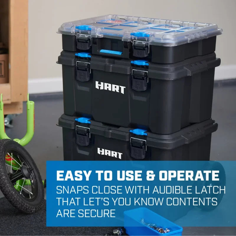 HART 7 Parts Modular Organization Storage Large Tool Box Portable Mobile Toolbox