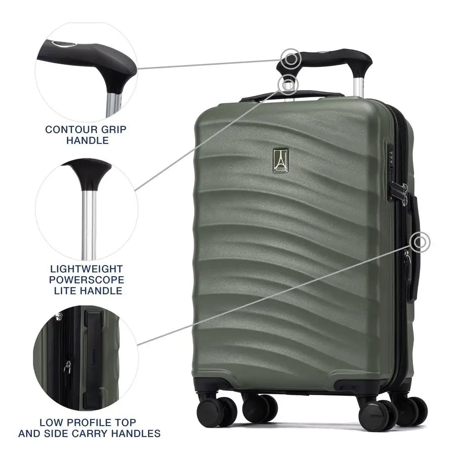 Air V2 Hardside Expandable Carry on Luggage, 8 Spinner Wheels, Lightweight Hard Shell Suitcase, TSA lock, Slate Green, Compact C