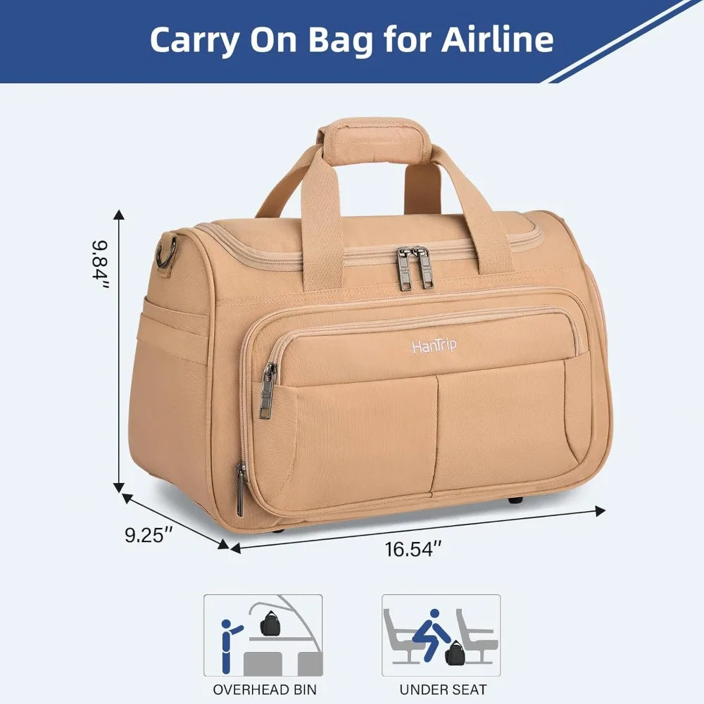 Foldable Travel Duffel Bag - Under Seat Airplane Personal Item, Weekender Overnight Bag for Men