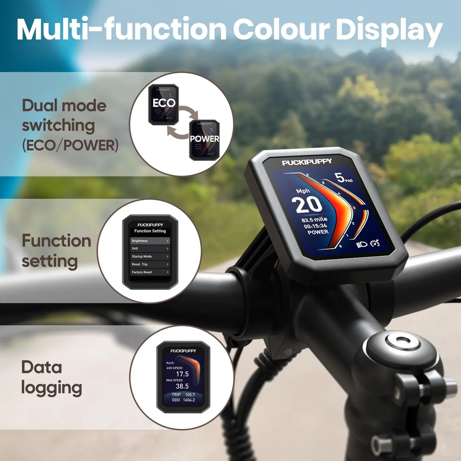 PUCKIPUPPY Beagle ST Electric Bike for Adults 26" Fat Tire Step-Through Electric Mountain Bike Off-Road Ebike 2-Year Warranty