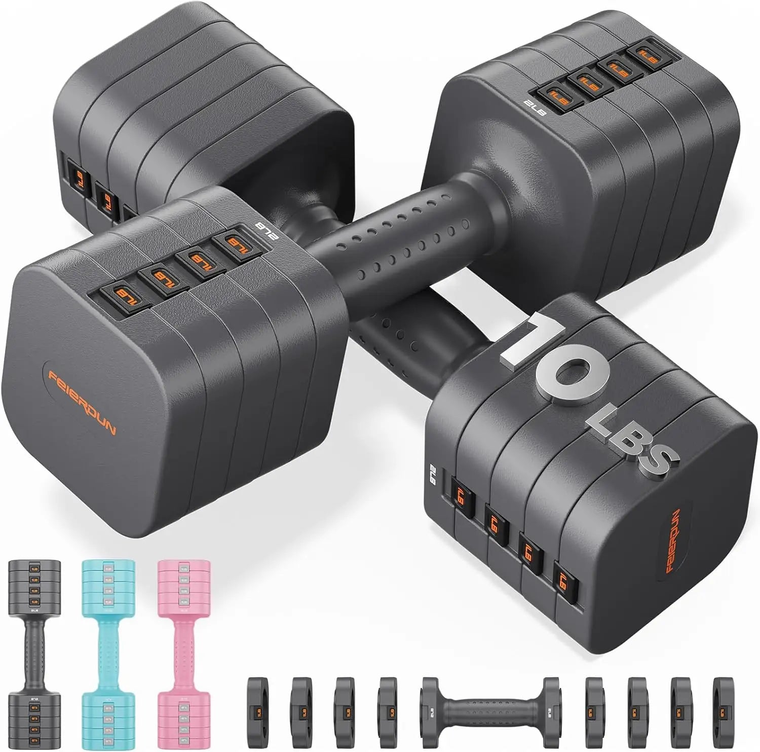 5-in-1 Adjustable Dumbbell Set for Women, 12LBS/20LBS Hand Weights, Quick Adjust Home Gym & Outdoor Fitness
