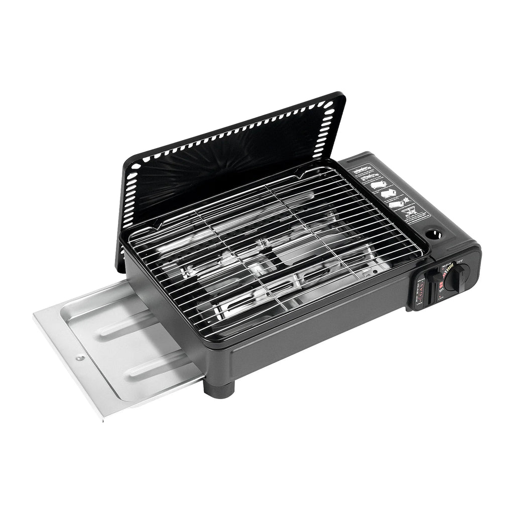 Butane Grill Stove With Grilling Net Portable 1 Burner Gas Stove 0.25-0.3MPa for Outdoor Camping RV Emergency Cooking