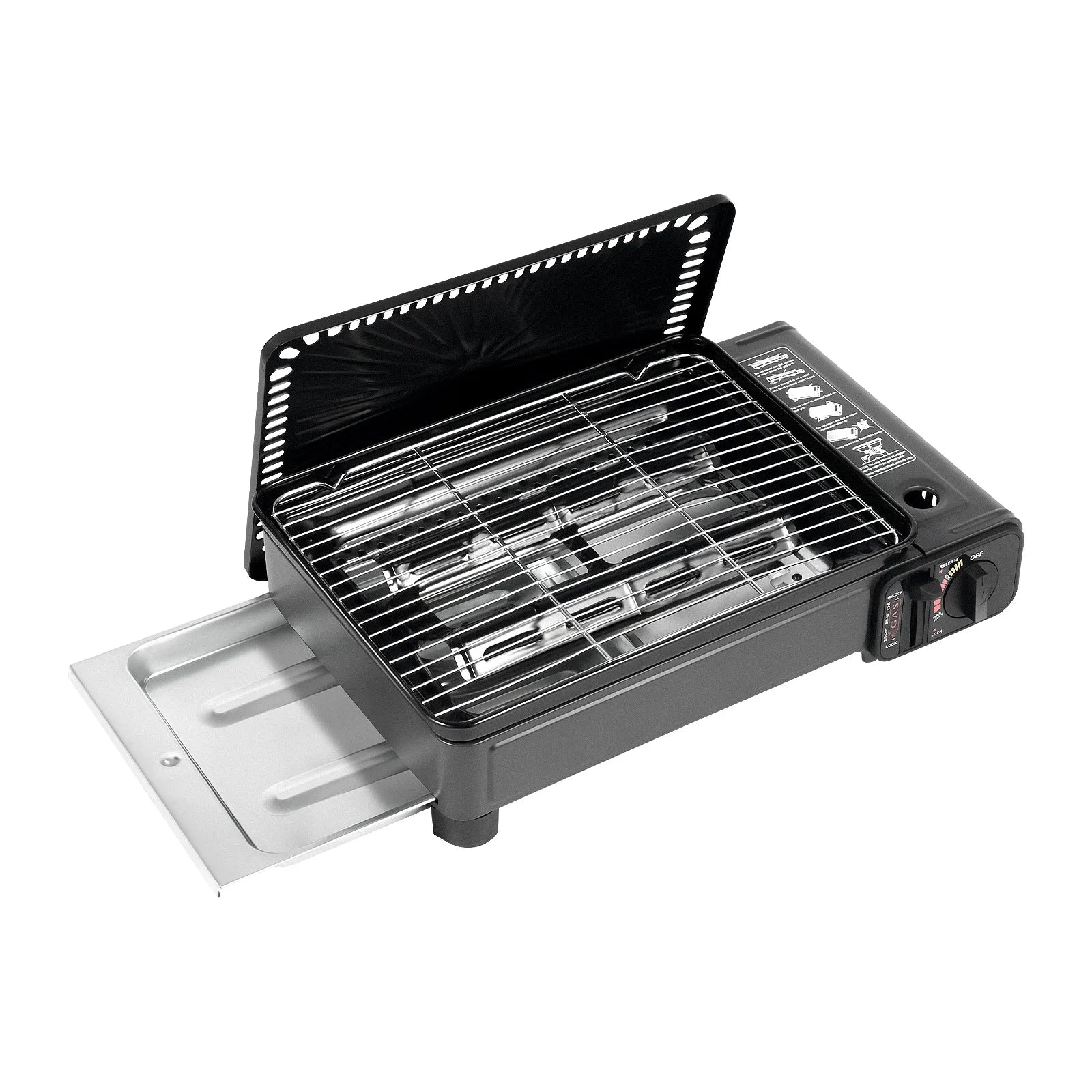 Butane Grill Stove With Grilling Net Portable 1 Burner Gas Stove 0.25-0.3MPa for Outdoor Camping RV Emergency Cooking
