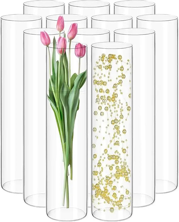 14 Inch Tall Glass Cylinder Vases for Wedding Centerpieces, Flower Arrangements, and Floating Candle Holders
