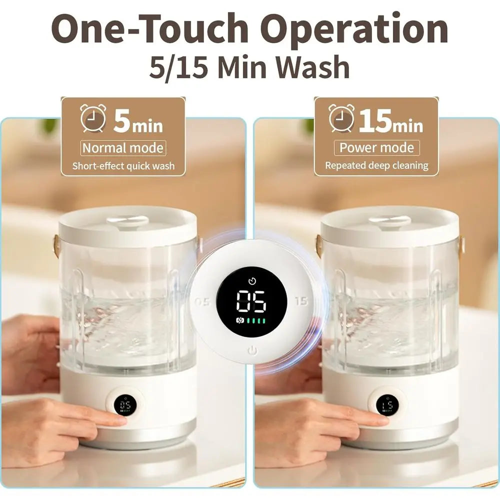 Portable Mini Washing Machine – Compact Small Washer for Underwear, Socks, Baby Clothes – Rechargeable Travel Washer with 5/15 M