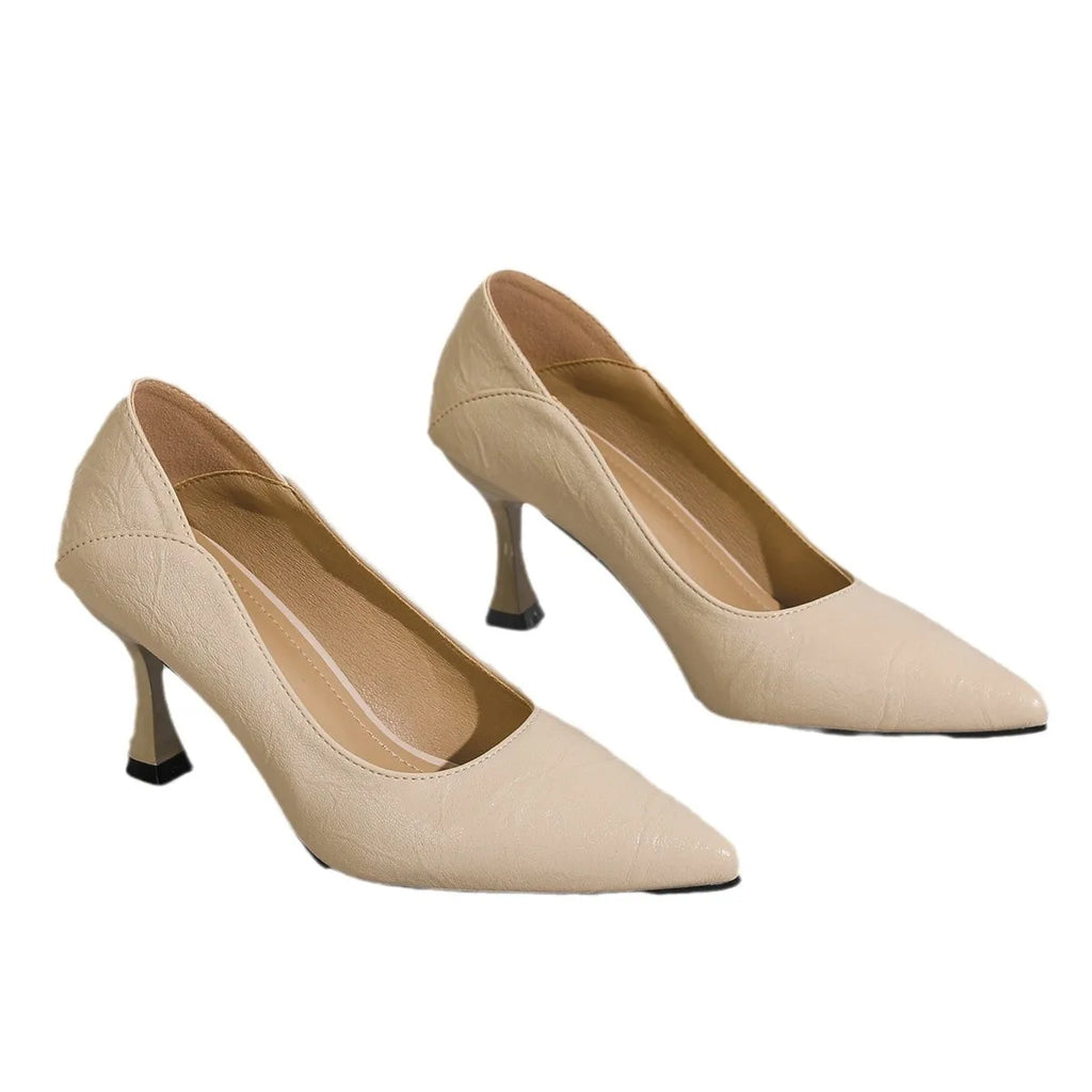 New high-heeled shoes with thin heels and pointed toes, versatile design sense, single shoe for women