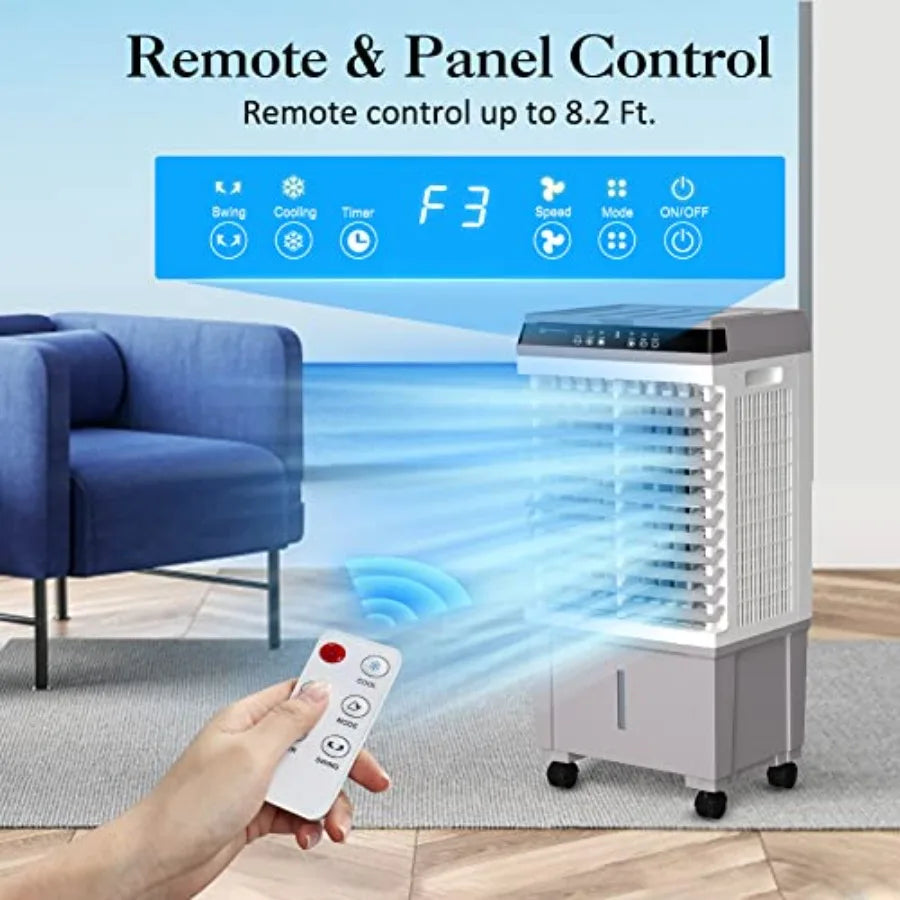 Evaporative Air Cooler 1800CFM Windowless Air Conditioner Portable for Large Room Commercial Garage Outdoor 3 In 1 Swamp Cooler