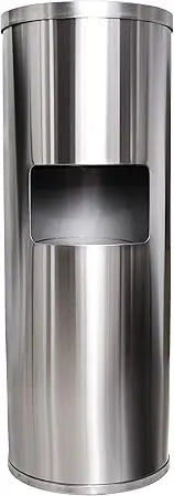 Stainless Steel Floor Stand Wipe Dispenser with Built-in Trash Can: Fits Sanitizing and Disinfecting Wipe Refill Rolls - Perfect