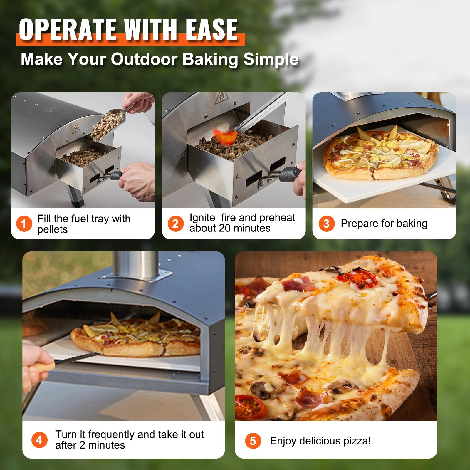 Succebuy 12inch Outdoor Oven Charcoal Fired Maker Portable Outside Stainless Steel Grill&Pizza Waterproof for Backyard Camping