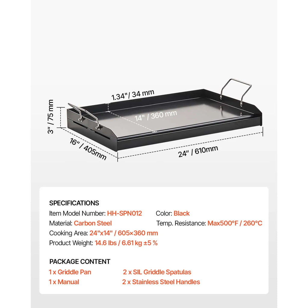 SucceBuy Stainless Steel Griddle Universal Flat Top Rectangular Plate Gas Grill Griddle for BBQ Family Cookware for Camping Part