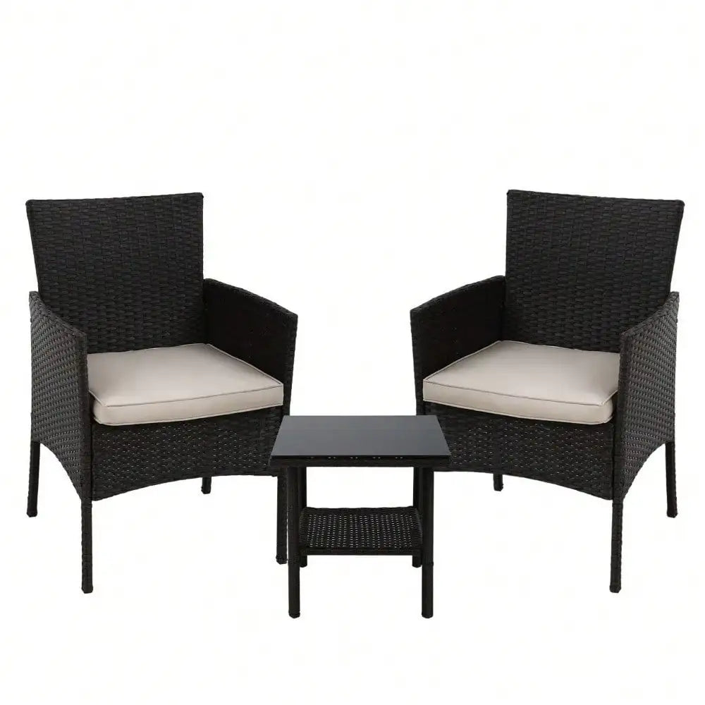 Patio Furniture Set 3 Pieces Outdoor Rattan Chair Conversation Sets for Yard