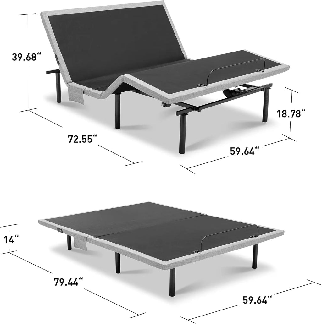 Adjustable Bed Frame Queen,Adjustable Bed Base with Massage,Zero Gravity Electric Bed with Wireless Remote,Head and Foot Incline