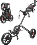 Lightweight Foldable Golf Push Cart with EVA Wheels, Foot Brake, Adjustable Handle & Accessories - 15.3 V2 Model