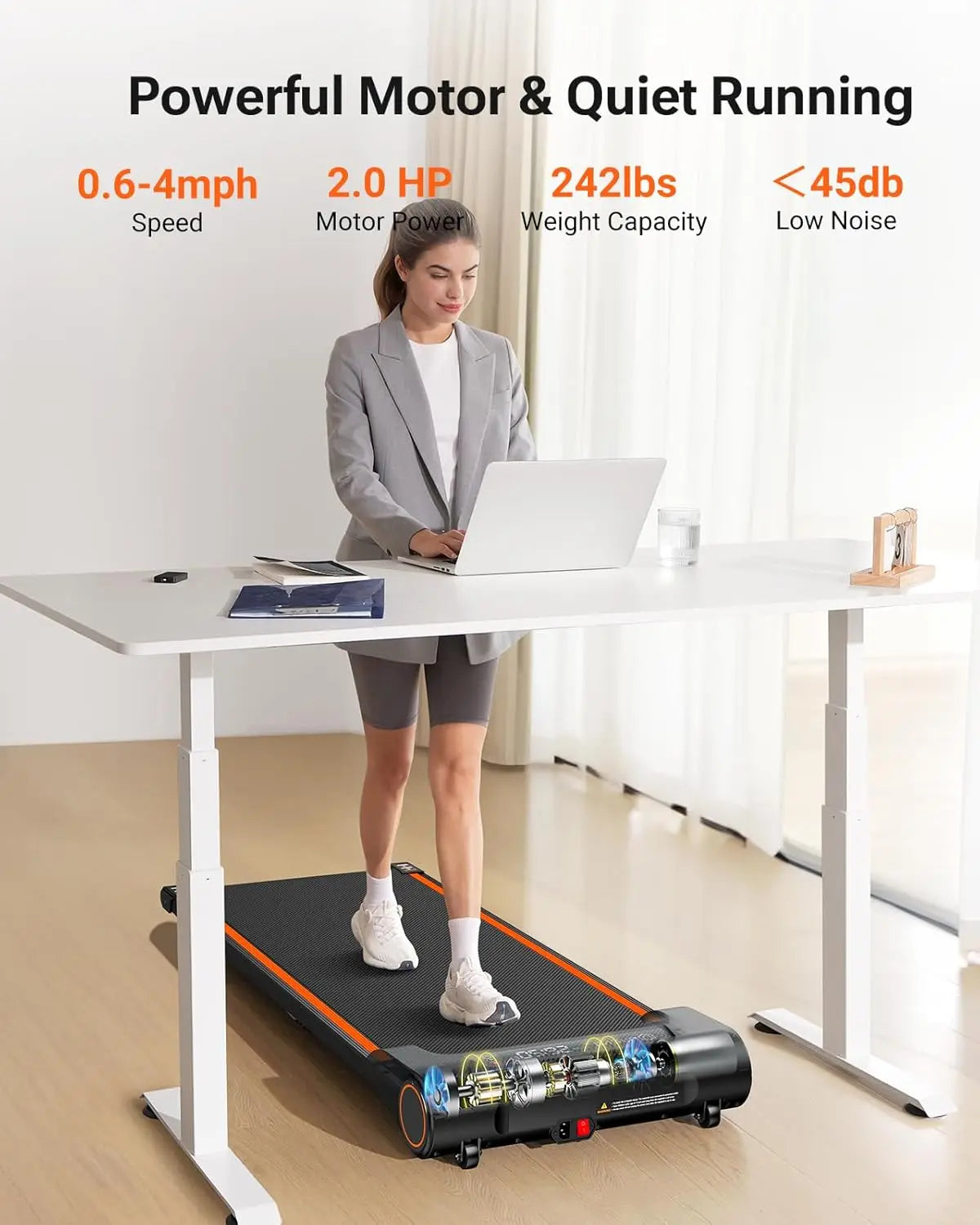 Under Desk Treadmill For Office Under Desk, Walking Pad 2 In 1 For Home/Office, Portable Walking Pad Treadmill With Remote