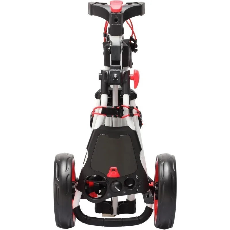 Golf Push Cart 3 Wheel with 360 Rotating Front Wheel, One Second to Open & Close, Lightweight Folding Golf Pull Cart with Foot B