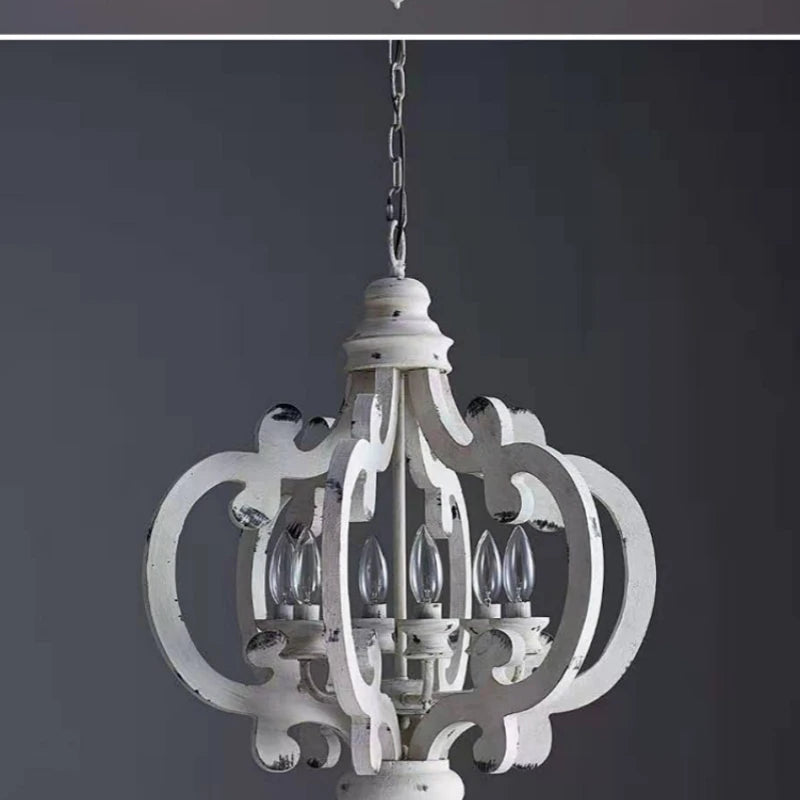 Vintage Wood Led Chandelier Lighting for Living Room Bderoom Kitchen Chandeliers Farmhouse Loft Retro Indoor Lamp Lights Fixture
