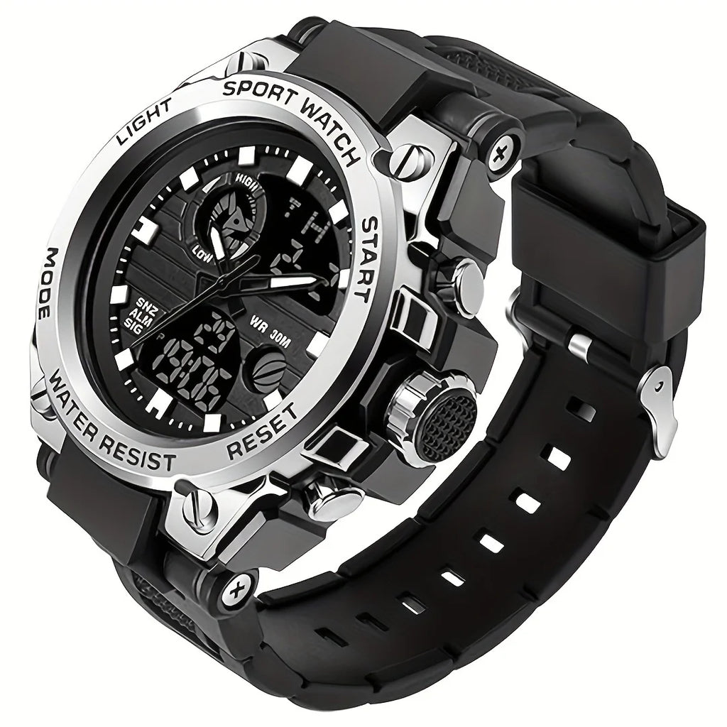 Watches for Men Watch Outdoor LED Stopwatch Digital Electronic Large Dual Display Tough Electronic Clock Wrist Watches for Men