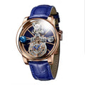 PINDU Design Man Wristwatch Transparent Hollow Design Celestial Roulette Quartz Watches Water Resistant Leather Men's Watch Box