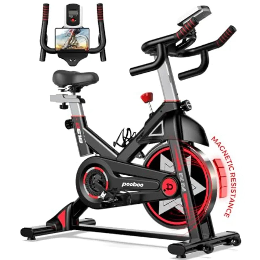 Exercise Bike Stationary Bike for Home Gym Indoor Cycling Bike with Comfortable Seat Cushion and Tablet Mount Silent Belt Drive