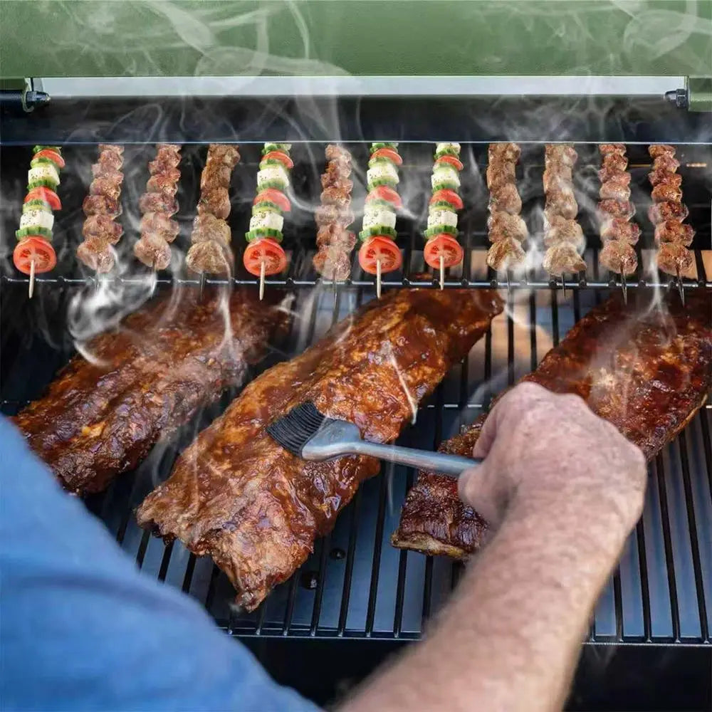 8-in-1 Outdoor Electric Wood Pellet BBQ Grill with Auto Feed, PID Control (180-450°F), and Rain Cover, 456 Sq. In. Cook Area