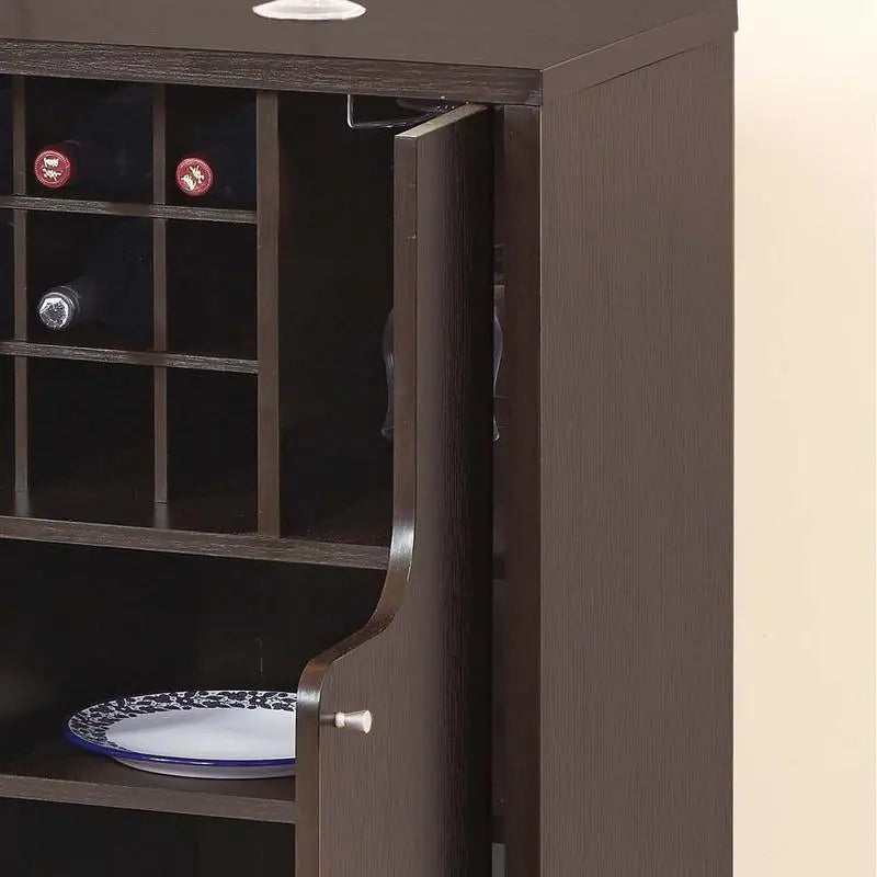 Red Cocoa Wine Cabinet with 2 Doors, Removable Wine Bottle Rack, Metal Glass Racks, 4 Shelves, Stylish Storage Solution