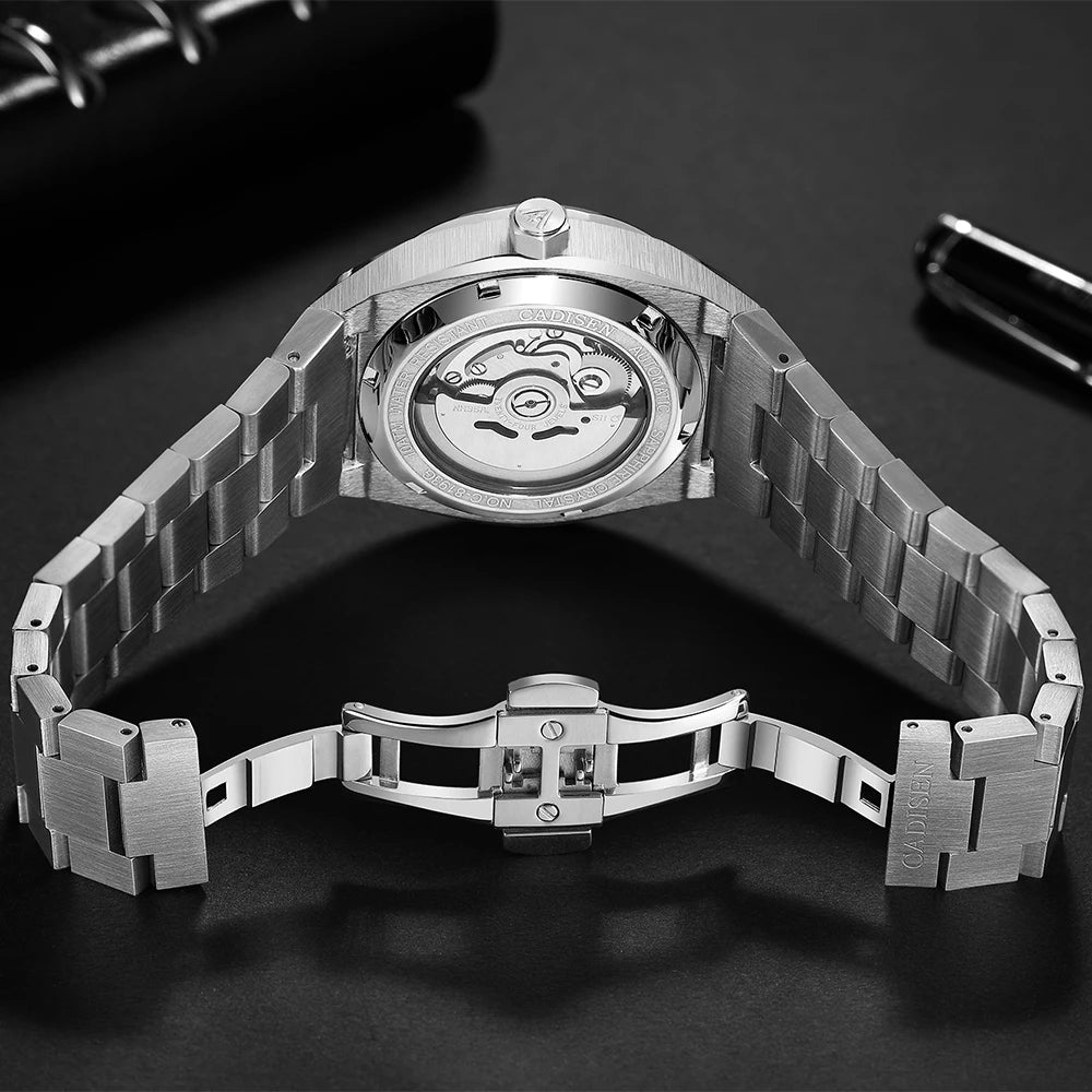 CADISEN Automatic Mens Watches Fashion Top Brand Stainless Steel Sapphire Glass Japan TMI NH35A Watch Men Mechanical Wristwatch