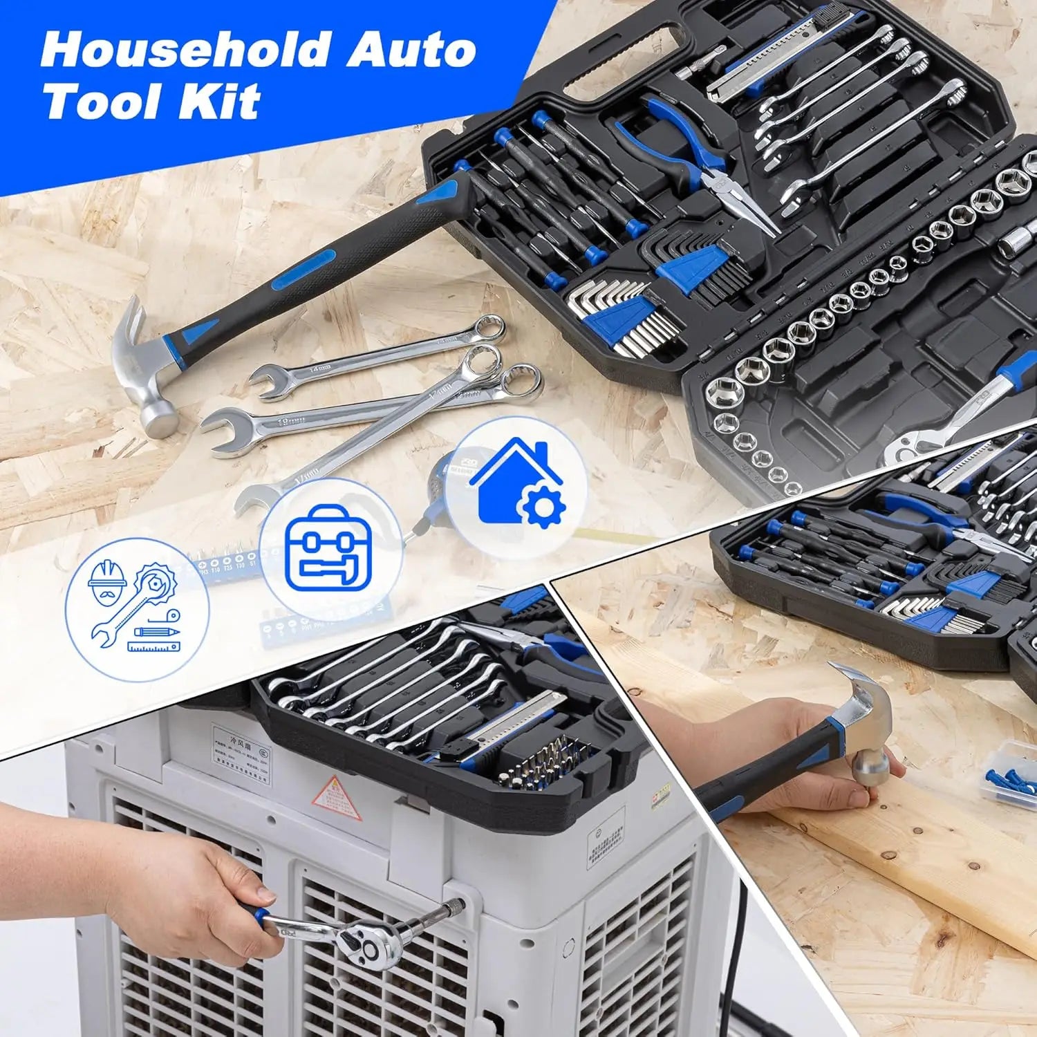 200-Piece Hand Tool Set for Home and Auto Repair, DIY Maintenance with Storage Case