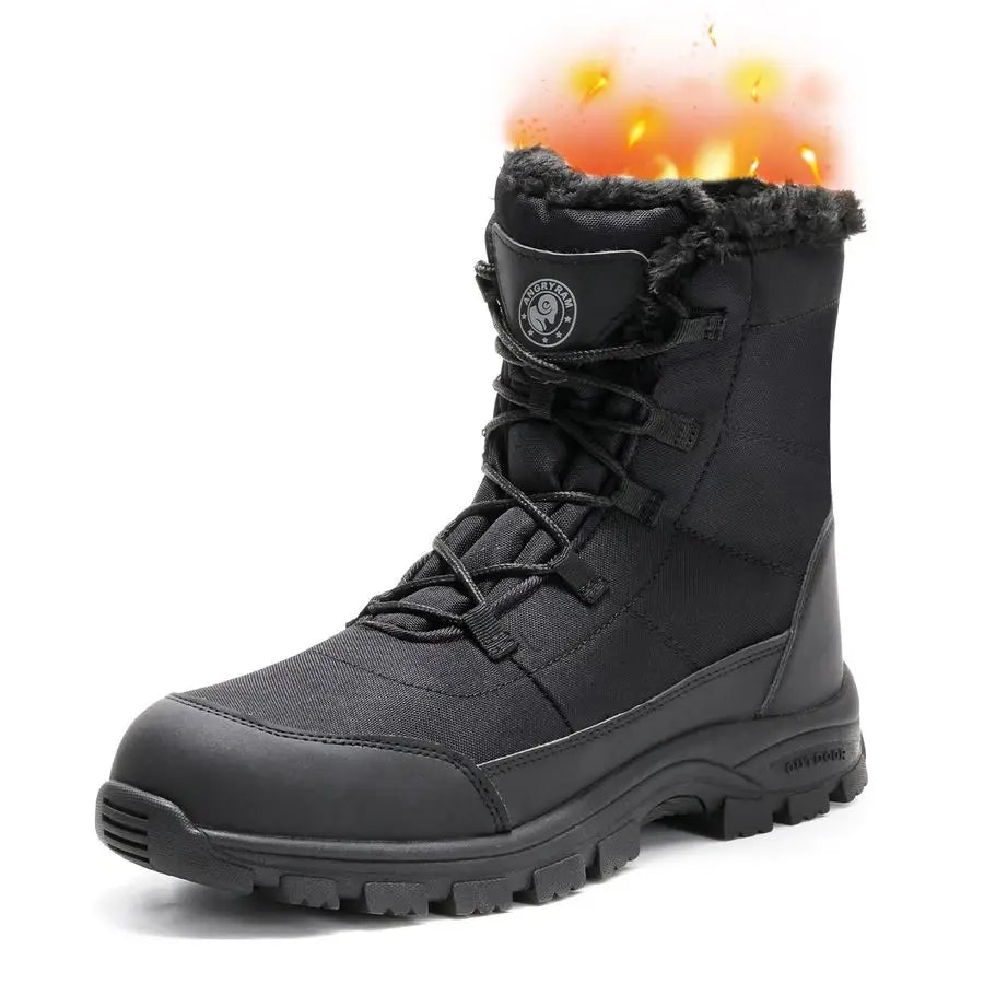 Winter Steel Toe Boots for Men Comfortable Slip Resistant Puncture Resistant Indestructive Construction Work Shoes Warm Faux Fur