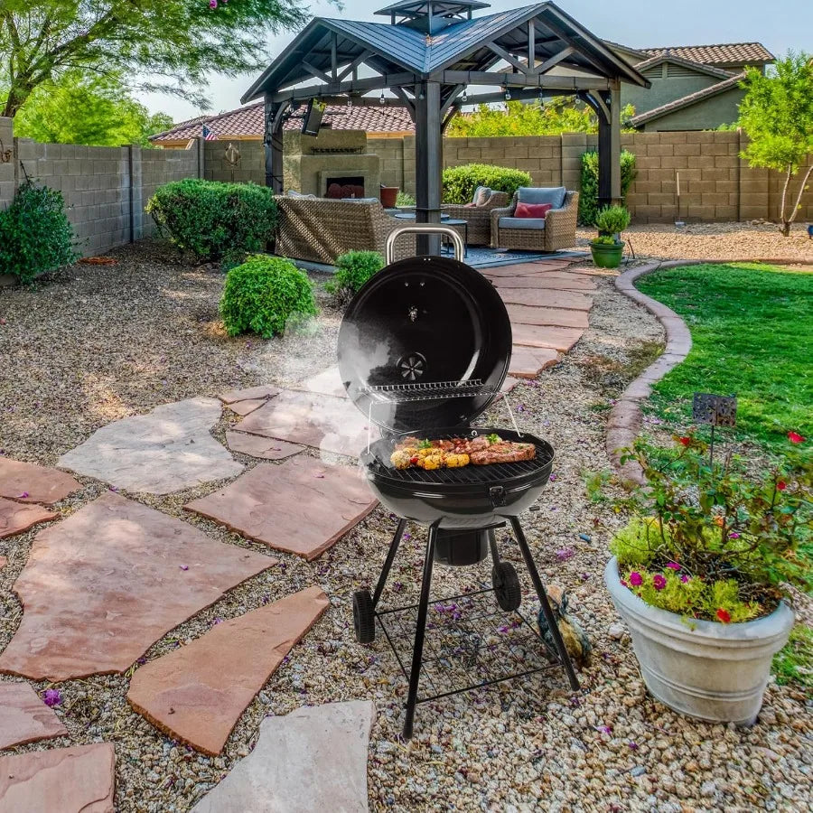 Grill Boss Charcoal Kettle Grill with Large 22-Inch Cooking Area - Ideal for Outdoor BBQ Tailgating Camping and Backyard Grilli
