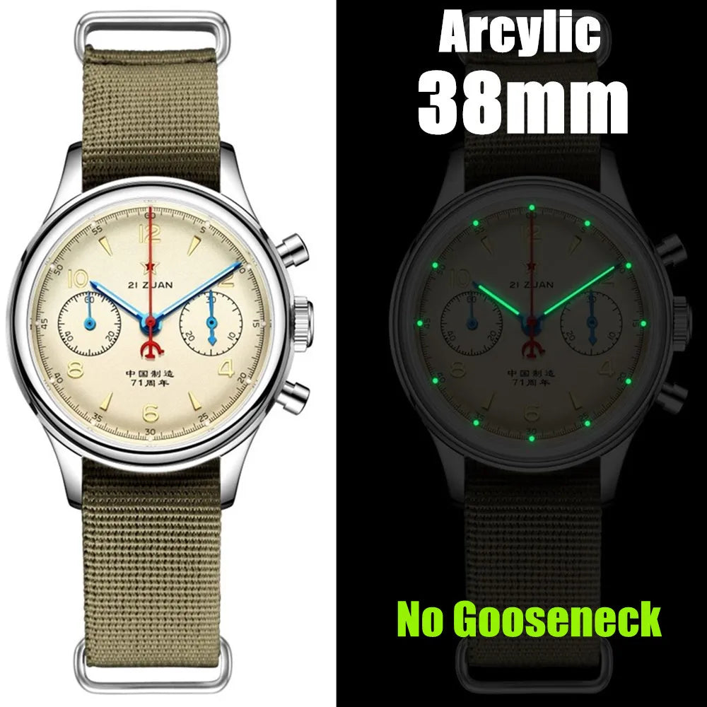 Seakoss 38mm 40mm Men's 1963 Chronograph Acrylic Sapphire Glass With Seagull ST19 Hand Winding Movement Male Mechanical Watches