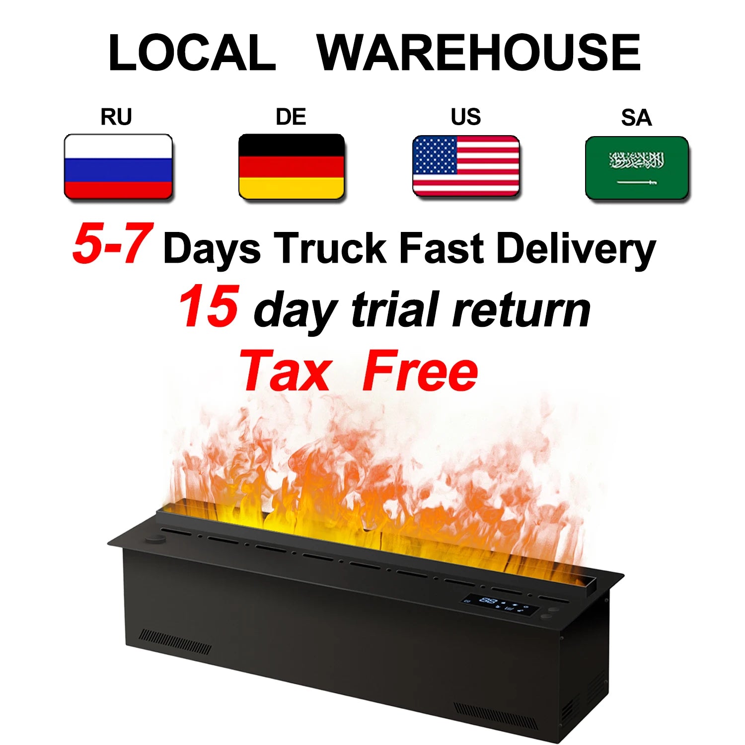 Smart Home 3D Atomized Fireplace with LED Colorful Flame ECO Water Vapor Indoor Electric Fireplace for TV Wall Living Room Decor