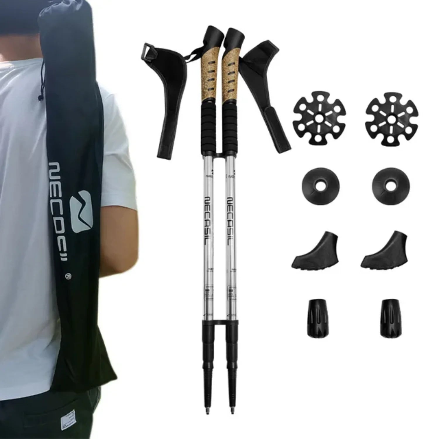 Straight Shank Mountaineering Stick 6061 Aluminum Alloy Inner Lock Mountaineering Stick G203 Nordic Off road Walking Stick Set