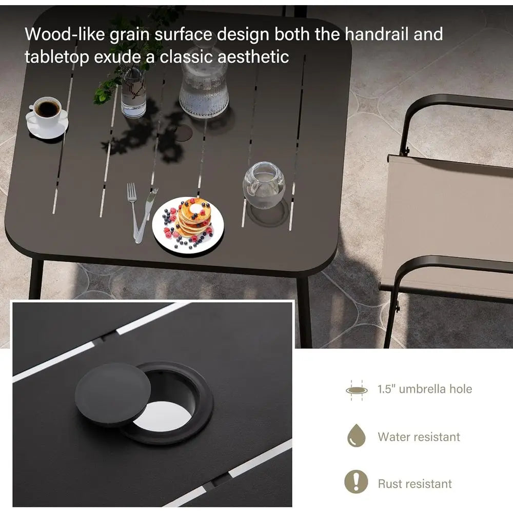 4-Piece Outdoor Dining Set with Textilene Chairs and Metal Slatted Table for Backyard, Garden, and Poolside