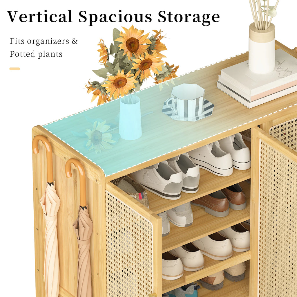 5 Tiers Bamboo Shoe Cabinet Freestanding Shoes Rack Organizer for Hallway Bedroom Entryway