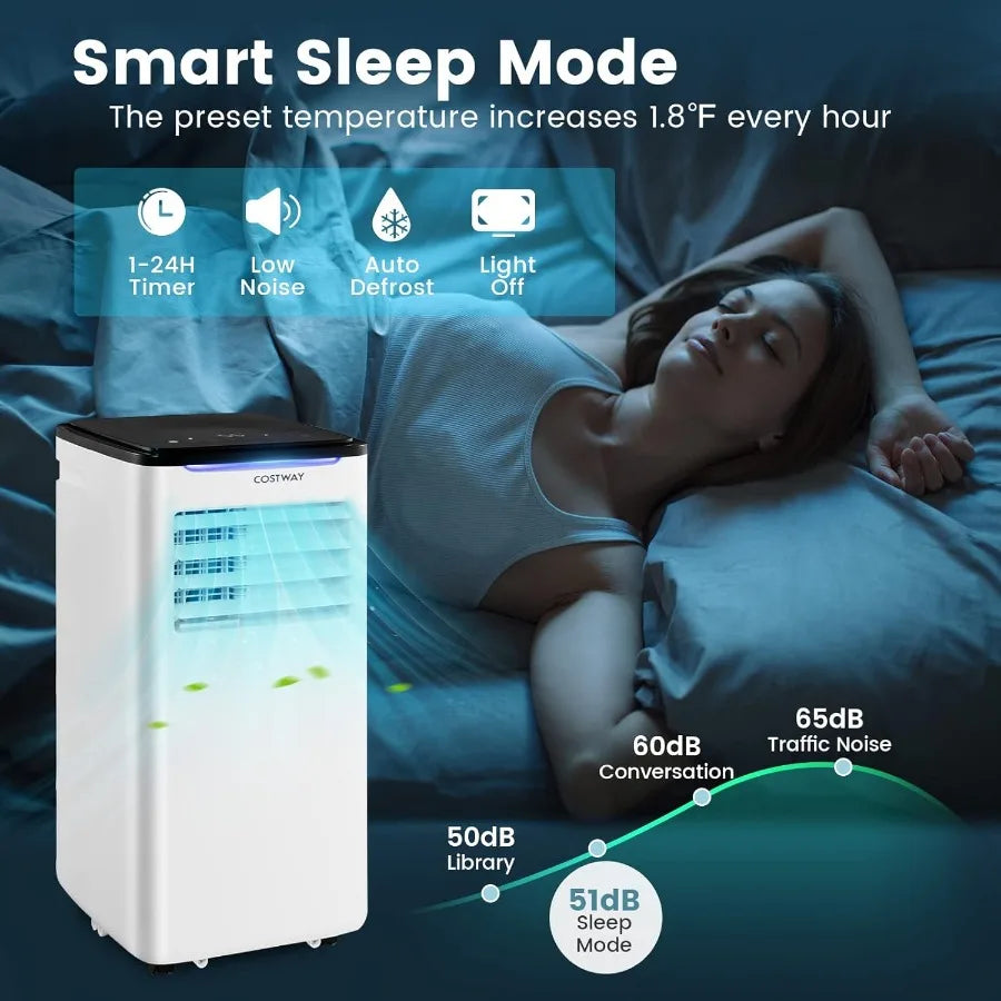Portable Air Conditioners 10000 BTU Portable AC Unit for Room up to 400 Sq.Ft with Cool Fan Dry Sleep Mode Timer Remote Control